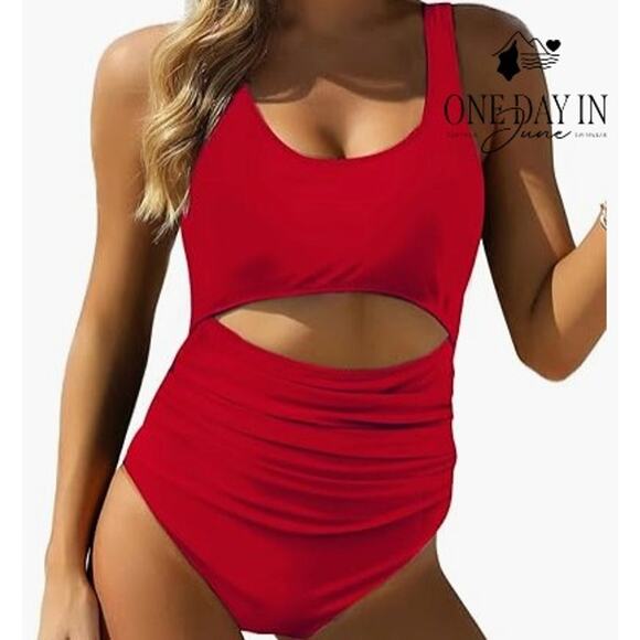 Vimpunec Cut Out Tie Back One Piece Swimsuit Size XL - Picture 1 of 7